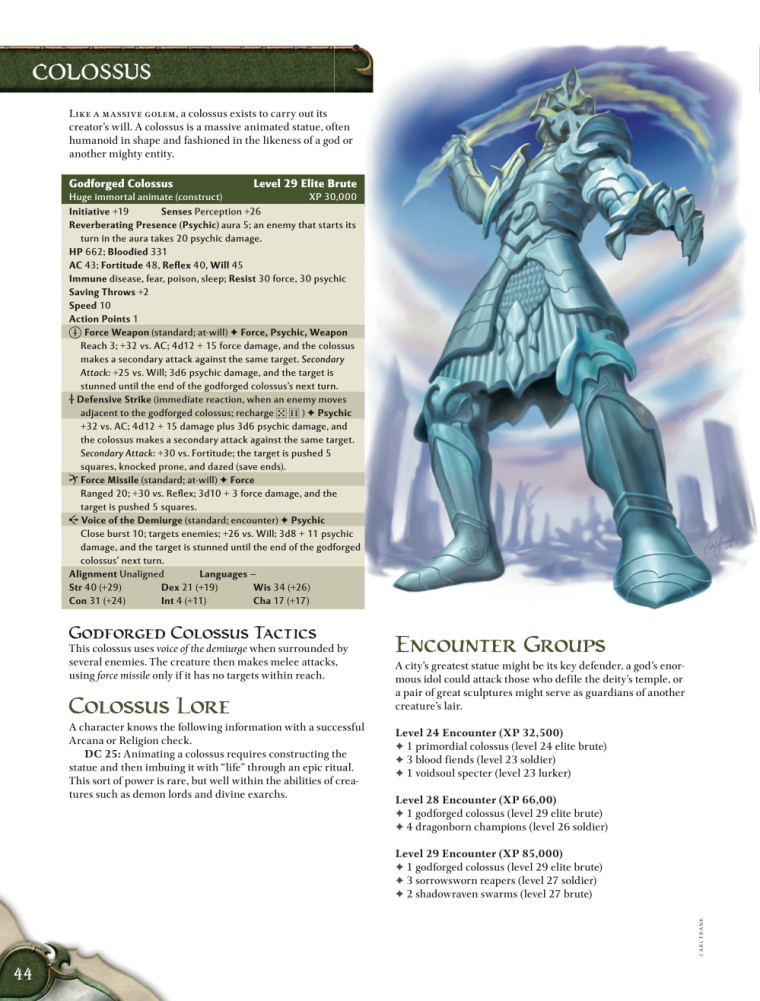 Animate Objects-Colossus-God Forged Colossus-D&D 4th Edition - Monster Manual 1