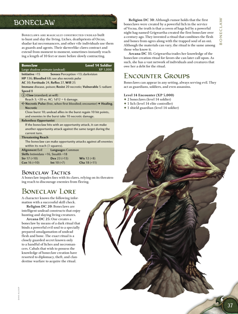 Appendages (fangs-nails)-Boneclaw-D&D 4th Edition - Monster Manual 1