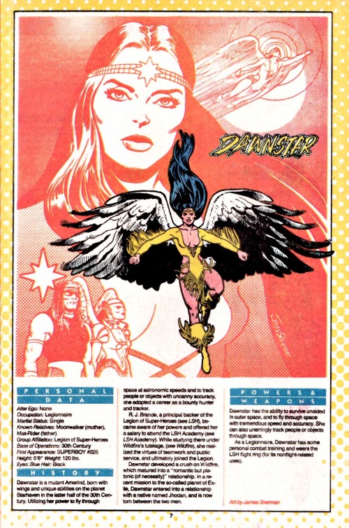 Appendages (wings)–Dawnstar-DC Who's Who Who's Who v1 #6