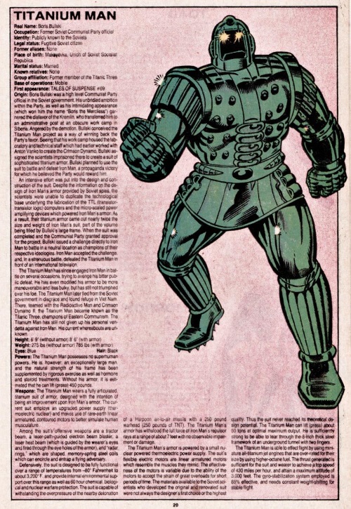 Armor (matter)-Titanium Man-Official Handbook of the Marvel Universe V1 #11