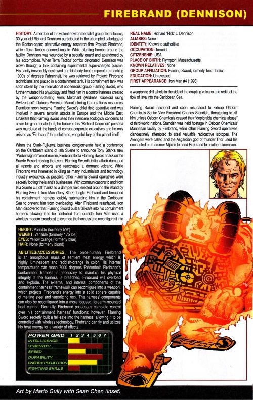 Fire Mimicry-Firebrand-Official Handbook of the Marvel Universe #1 (2010)