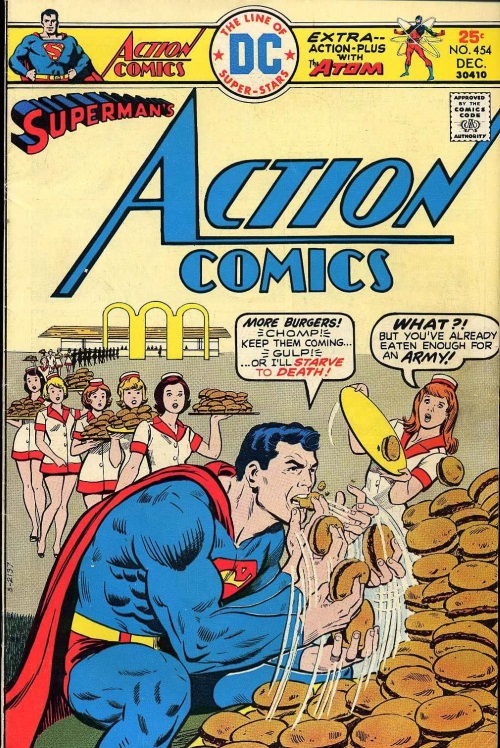 Matter Ingestion–Superman eats burgers-Action Comics V1 #454