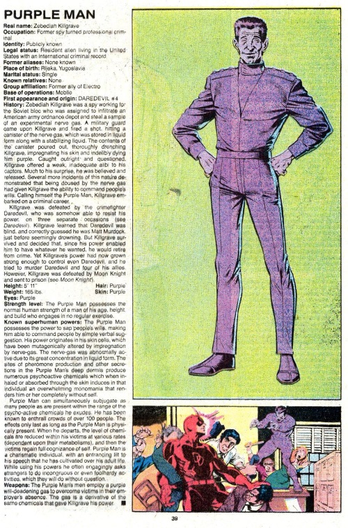 Pheromone Manipulation-Purple Man-Official Handbook of the Marvel Universe V2 #10