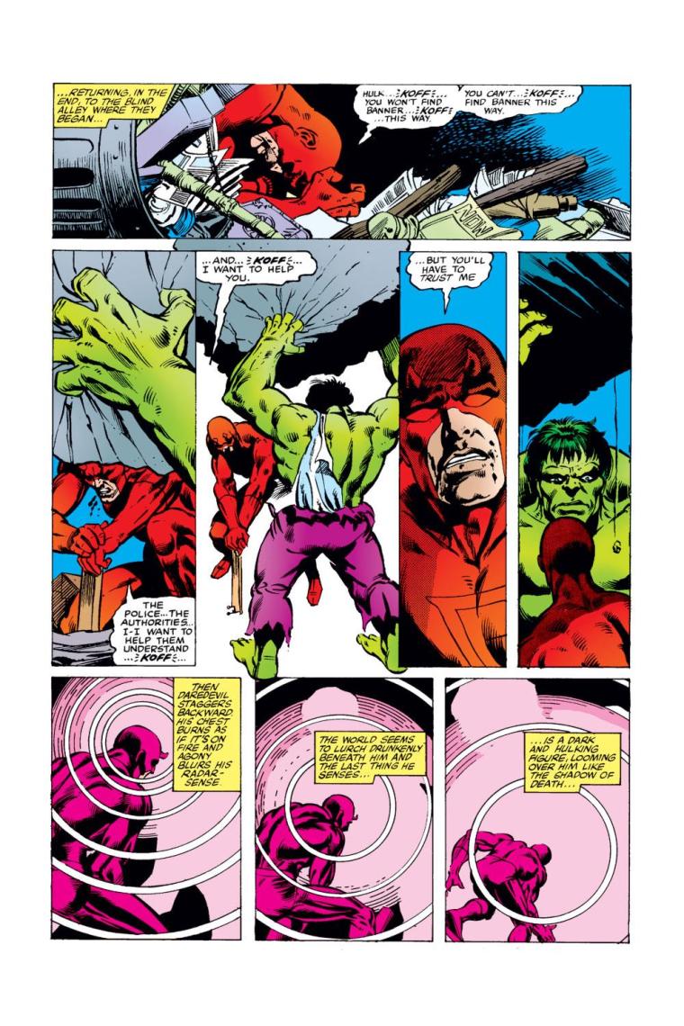 Superhuman Will Power–Daredevil vs Hulk-Daredevil V1 #163 (1980)