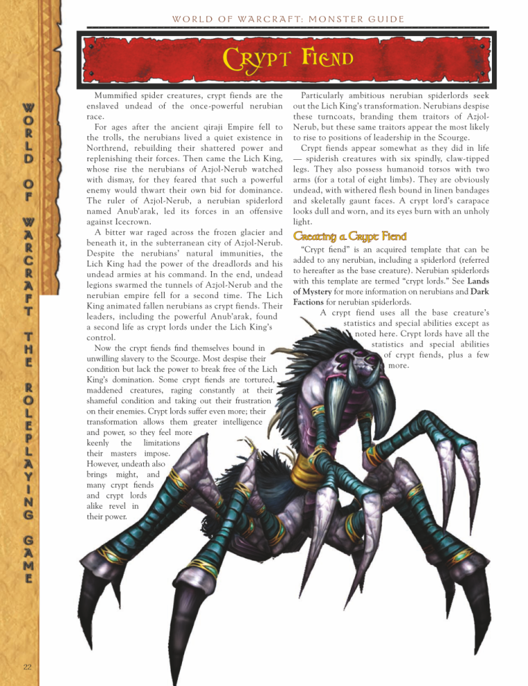 Arachnid Mimicry-WOW-Crypt Fiend-World of Warcraft Monster Guide