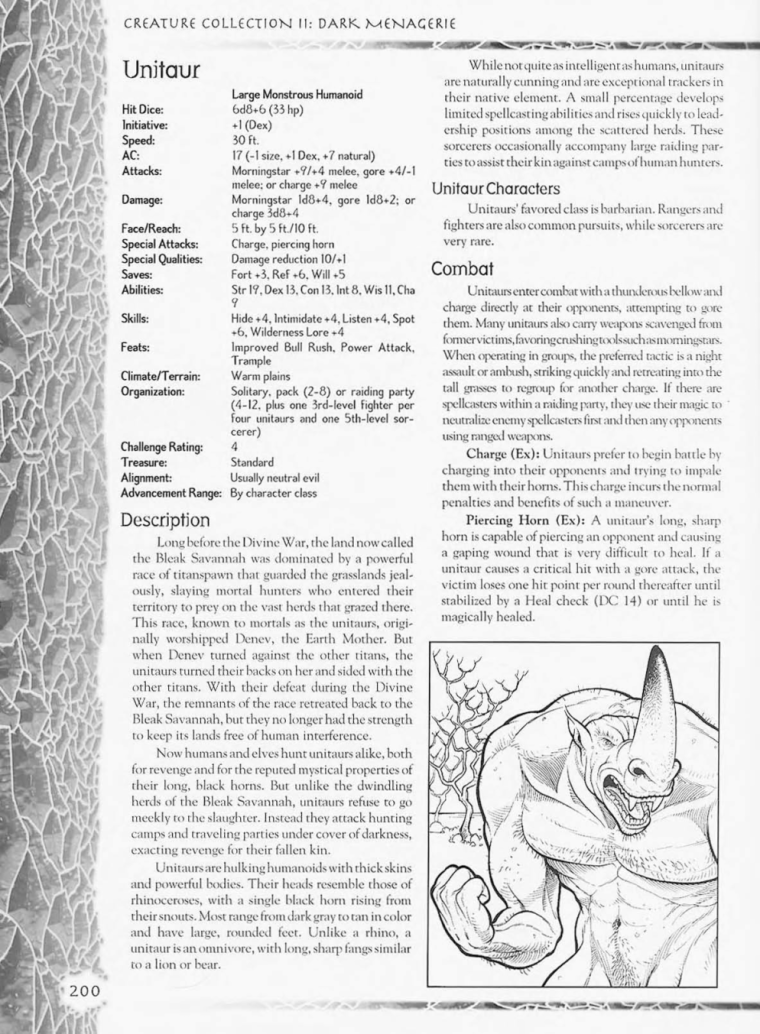Rhino Mimicry-D&D-Unitaur-Creature Collection II. Dark Menagerie