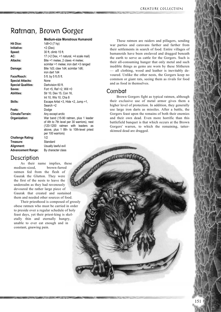 Rodent Mimicry-D&D-RM-Brown Gorger Ratman-Creature Collection I