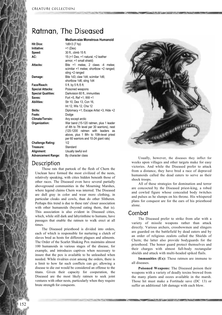 Rodent Mimicry-D&D-RM-The Diseased Ratman-Creature Collection I