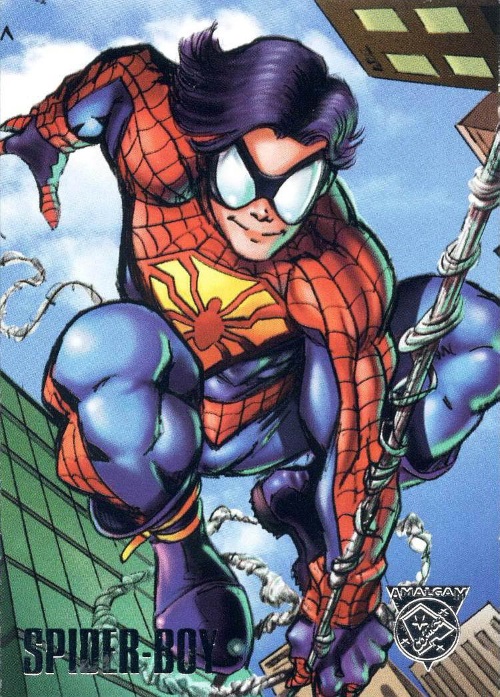 Merging (universes)-Spider-Boy-Amalgam trading cards