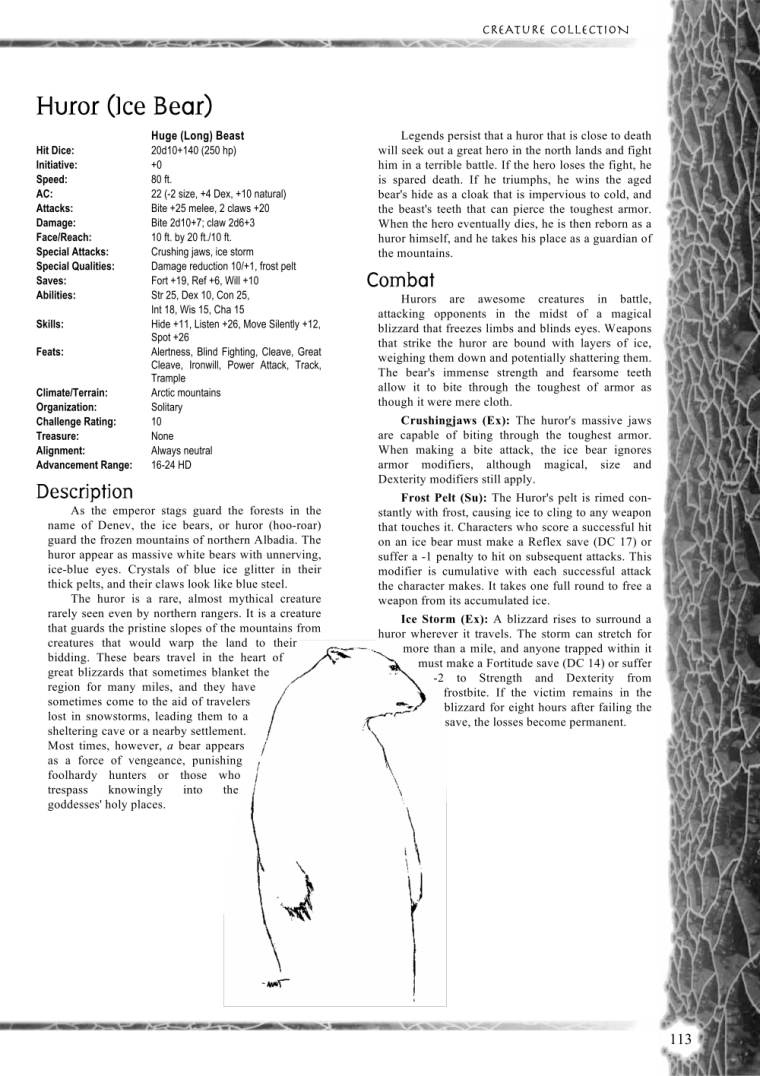 Bear Mimicry-Huror (Ice Bear)-Creature Collection I