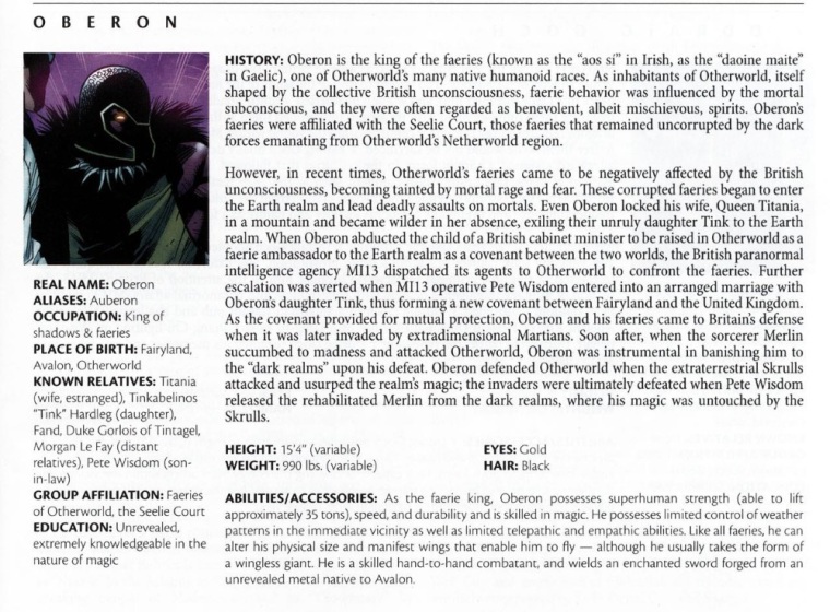 Fey Mimicry-Oberon-Official Handbook of the Marvel Universe #1 (2009)