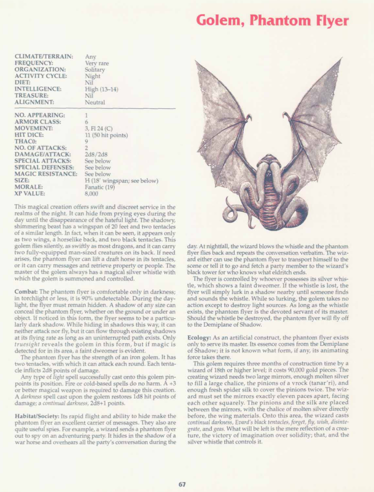 golem-mimicry-dd-phantom-flyer-golem-tsr-2158-monstrous-compendium-annual-volume-2