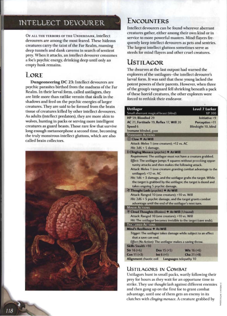 Intelligence Reduction-Intelligence Devourer-D&D 4th Edition - Monster Manual 3
